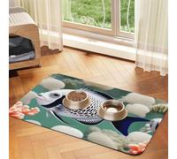 White Tropical Fish Pet Absorbent Leather Placemat 30x45cm Beautiful Design Cat and Dog Bowl Mat Portable Storage