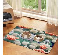 White Tropical Fish Pet Absorbent Leather Tablecloth 30x45cm with Non-Slip Rubber Base for Cats and Dogs