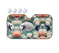 White Tropical Fish Print Car Windshield Sun Shade, Vehicle Front Window Shield Cover Sun Visor Protection