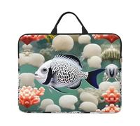 White Tropical Fish Print Laptop Case Sleeve Bag 14in,with Handle Portable Case Cover, Compatible 14in Computer/Tablet
