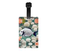 White Tropical Fish Print PVC Luggage Tags 3.3x2.1 in, Suitcase Identifier ID Card,for Travel Bags, Accessories
