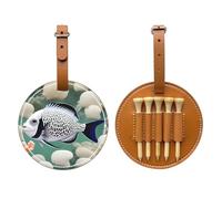 White Tropical Fish Printed Golf Tee Storage Bag - Portable Storage, Easily Organize Tees, Brown, One Size, Art Deco