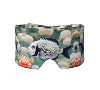 White Tropical Fish Printed Sleep Eye and Ear Masks (26.8Ã-4.3 inches) Suitable for Travel, Yoga, Deep Rest Indoor and Outdoor