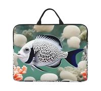 White Tropical Fish Prints 14-Inch Laptop Sleeve Waterproof And Shockproof Suitable For Office Work Business Trips And Daily Travel.
