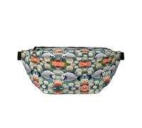 White Tropical Fish Prints Adjustable running waist bag crossbody bag lightweight and comfortable suitable for fitness jogging travel
