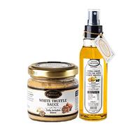 White Truffle Extra Virgin Oil with Tuber Magnatum Pico for Serving, Salads 100ml Spray and White Truffle Tuber borchii Gourmet Food Sauce for Meat, Grilled Bread, Risotto, Sushi 80g