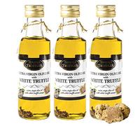 White Truffle oil Extra Virgin Olive Oil with Tuber Magnatum Pico for Cooking, Serving, Salad Oil Real Truffle Pieces Olive Oil Gourmet Food Seasoning Marinade (3 Bottles x 100ml)