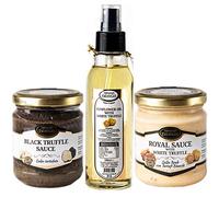 White Truffle Royal Sauce with Cream and Cheese 80g Black Truffle Olives Sauce 80g Sunflower Oil 100ml with Tuber Magnatum Pico White Truffle Gourmet Gift Set Ideal for Holidays Gift