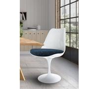 White Tulip Dining Chair with Textured Cushion Fusion Living Blue One Size