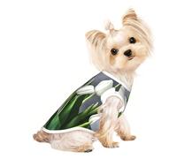White Tulips Flowers Print Comfortable Pet Vest, Sleeveless Breathable Top, for Small Puppy Kitten Daily Wear
