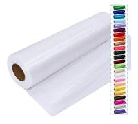 White Tulle Crystal Organza Fabric Rolls 12 Inch by 50 Yards (150 feet) Sheer Fabric for DIY Tutu Bow Baby Shower Birthday Party Wedding Decorations Christmas Craft Supplies