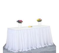 White Tulle Table Skirt Tutu Lace Chiffon Mesh Table Skirt For Rectangular Or Round Table For Wedding Birthday Parties Decoration Blue