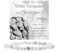 White Turquoise - Stabilizing - Crystal Bracelet for Women 4mm Beaded Semi Precious Natural Stone Stretch Elastic Jewelry Yoga Gifts