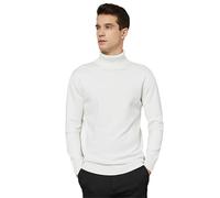 White Turtleneck Sweater Mens Autumn Winter Thick Warm Slim Fit Pullover Knitted Sweater Male Clothing
