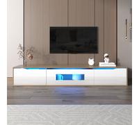 White TV Cabinet with High Gloss and Color Changing LED Lights, Media Unit with Storage for Living Room, Bedroom, 180x35x30 cm, White Aosom.UK