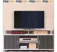 White TV Stand Entertainemnt Unit 2 Door Storage Cabinet Open Shelf 50 Inch TVs