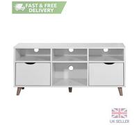 White TV Unit 2 Drawer Media Cabinet Nordic Scandinavian Style Furniture