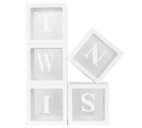 White TWINS Balloons Boxes with 5 PCS Clear Balloon Boxes and 5pcs Letters for Birthday Party Gender Reveal Decorations