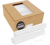 White Twist Ties for Bags | Bulk 2000 Pack with Dispenser Box | 4" Coated Wire Ties Reusable Bread Twisty Ties for Plastic Bags