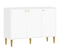 White Two-Cupboard Sideboard with Adjustable Shelves & Gold Accents