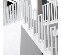 White U Shape Stair Railings, Wrought Iron Stairs Railing, Garden Corridor Loft Villa Hotel Balusters, for Outside Steps or Indoor, Transitional Handrail Picket(85CM/2.7FT)