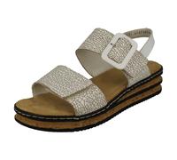 (White, UK 7.5) Ladies Rieker Buckle Detailed Adjustable Wedge Heeled Sandals 62950