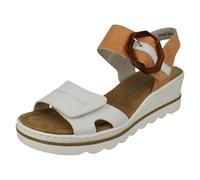 (White, UK 7.5) Ladies Rieker Buckle Detailed Wedge Heeled Sandals 67476