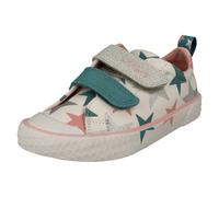 (White, UK 8 Child) Childrens Clarks Pattern Detailed Canvas Shoes Foxing Lo - G Fit