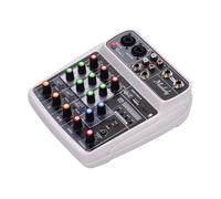 (White, UK) Compact Sound Card Mixing Console Digital Audio Mixer 4-Channel BT MP3 USB Input +48V Phantom Power