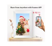 (white, UK Plug) 10.1 Inch Smart WiFi Digital Photo Frame 1280x800 IPS LCD Touch Screen Built in 32GB Memory