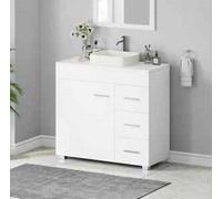 White Under-Sink Bathroom Storage Cabinet With Shelf