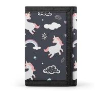 White Uni-Corn Jumping in The Night Sky Wallet for Men Trifold Wallets Credit Card Holder Minimalist Front Pocket for Women