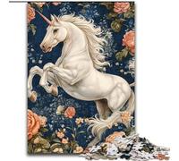 White Unicorn 1000 Pieces Jigsaw Puzzle For Adults Teens, Toys Educational Games Stress Relieving Unique Birthday And Gifts (26x38cm)