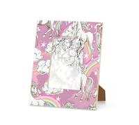 White Unicorn Clouds Pink Picture Frame 6x4 Wooden Photo Frames for Tabletop and Wall Display, Wooden Picture Frame Home Decor Gift Frame