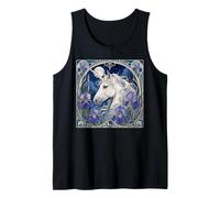 White Unicorn Fantasy Art Nouveau Tank Top