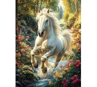White Unicorn in Mountain Waterfall 500-piece Jigsaw Puzzle Bundle Family Puzzle Lovers Brain Training Mindful Activity Spring Rigid Cardboard 500 PCS