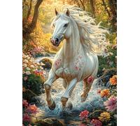 White Unicorn in Mountain Waterfall 500 Piece Premium Jigsaw Puzzle For Men Educational Decompression Adults Anxiety Memory Care Mothers Valentines Creativity Gift Giving 500 PCS