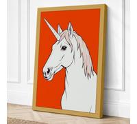 White Unicorn Profile Modern Canvas Wall Art Print 18x12 Inch (46 x 30 cm)