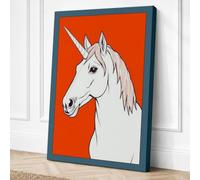 White Unicorn Profile Modern Canvas Wall Art Print 24x16 Inch (61 x 41 cm)