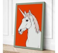 White Unicorn Profile Modern Canvas Wall Art Print 36x24 Inch (91 x 61 cm)