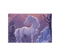 White Unicorn Purple Night Puzzle Jigsaw Puzzle Game Home Wall Artwork Funny Puzzles for Adults 1000 Pieces