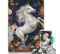 White Unicorn Puzzles for Teenagers Teens 1000pc Puzzle,Educational Games Home Decoration Deal As Gifts for The Whole Family (50x75cm)