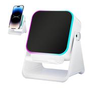 White Universal Compatible Foldable Cradle -Cell Phone Stand, Cell Phone Stand With Speaker 10W, Integrated Soft LED Night Light Base | Unique High Tech Gadget Gift For Men Women Boyfriend Girl