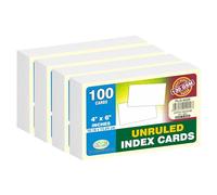White Unruled Index Cards 130gsm Paper A6 Revision Cards Unlined Flash Cards 4 X 6 Inches/10.16 X 15.24cm Note Cards Record Cards for Quick Notes, Labelling, School Learning Memo Office (Pack of 400)
