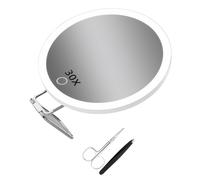 (WHITE) Up Mirror Magnifying With Light Illuminate Beauty Routine 30x