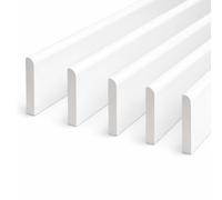 White uPVC D-Mould Trim 45mm x 1m, Rigid Plastic Finishing Strip for Skirting, Fascia, Window Sills & Door Frames (5)