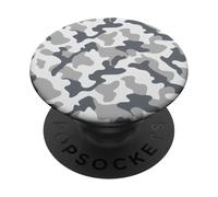 White Urban Camo Design | Modern Gray Military Allover Look PopSockets Adhesive PopGrip