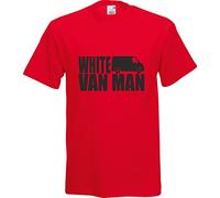 White Van MAN Funny Humor Gift Present Cotton T Shirt (2X Large, red)