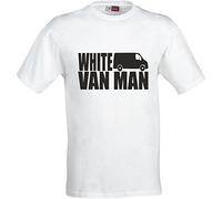 White Van MAN Funny Humor Gift Present Cotton T Shirt (2X Large, White)