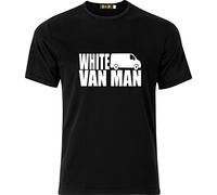 White Van Man Funny Humor Gift Present Cotton T Shirt (Medium, Black)